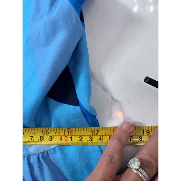 NEW Sail To Sable Smocked Silk-blend A-line Dress in Blue Sz S NWOT - Picture 9 of 10